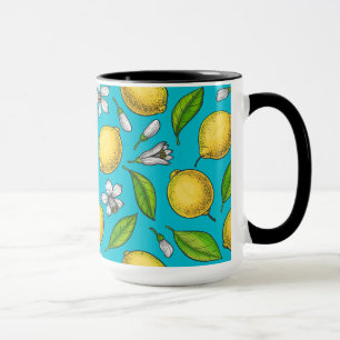 Lemons on blue mug