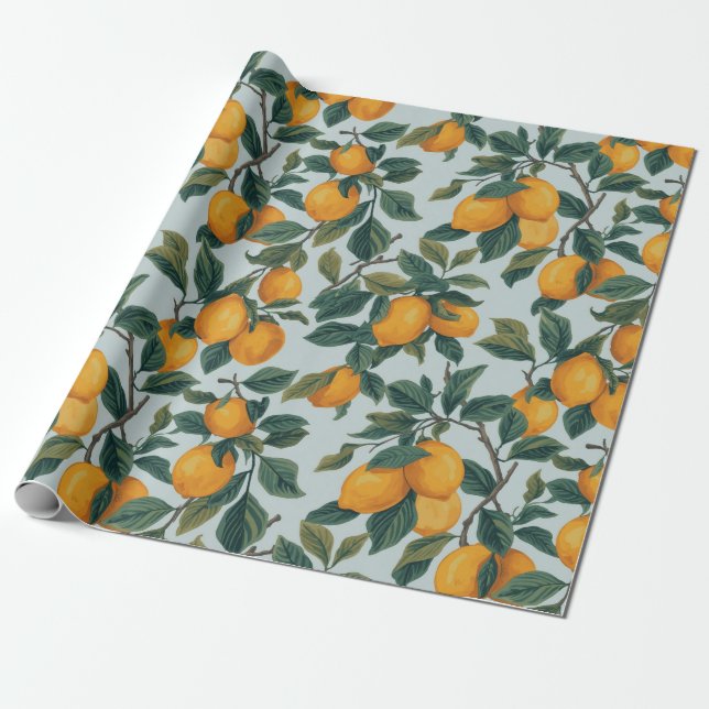 Lemons on Branches Wrapping Paper (Unrolled)