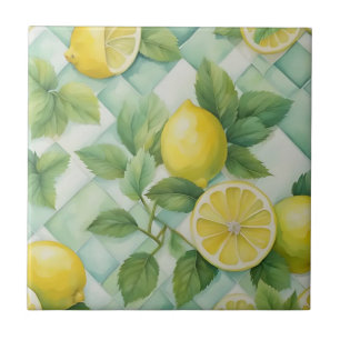 Lemons on Mint Tile
