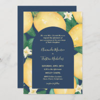 Lemons on Navy Wedding All in One Invites