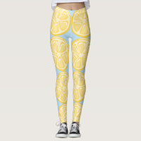 Lemons on Pale Blue background Leggings