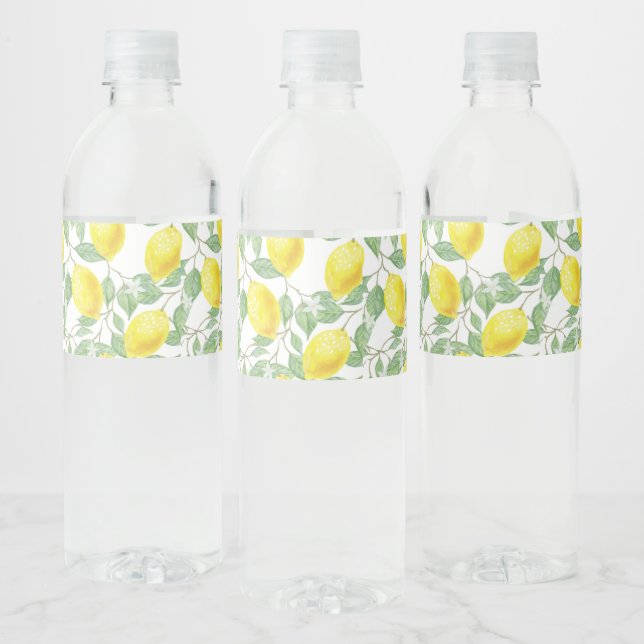 Lemons on Vine Design Water Bottle Label (Bottles)