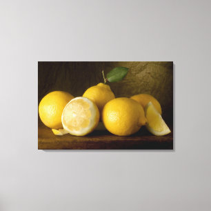 lemons on wood canvas print