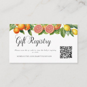 Lemons Orange   Citrus   Baby Shower Gift Registry Enclosure Card