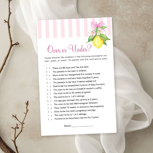Lemons Over or Under Baby Shower Game (Creator Uploaded)