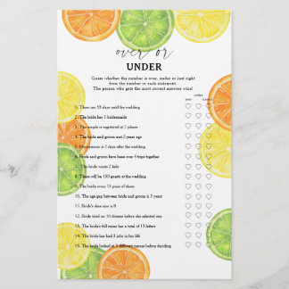 Lemons - Over or under bridal shower game