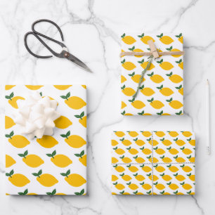 Lemons Pattern Cute CUSTOM Bridal Shower Birthday Wrapping Paper Sheet