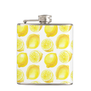 Lemons pattern design hip flask