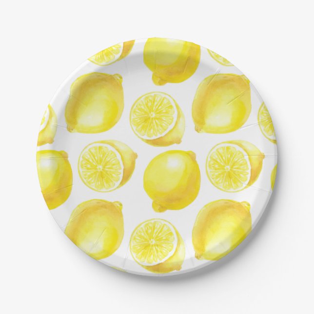 Lemons pattern design paper plate (Front)