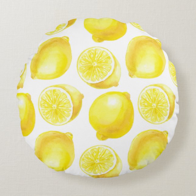 Lemons pattern design round cushion (Front)