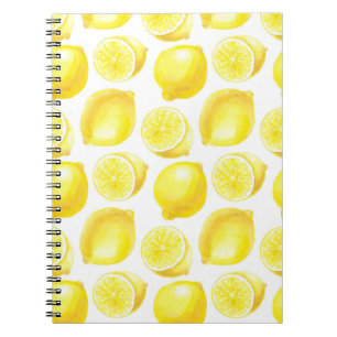 Lemons pattern design spiral notebook
