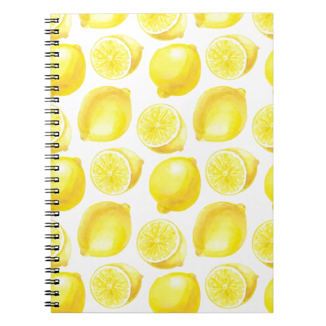 Lemons pattern design spiral notebook (Front)