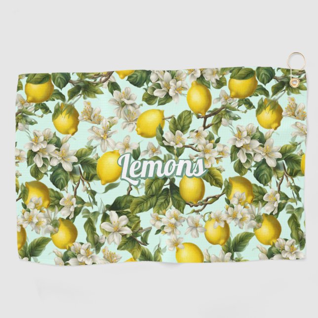 Lemons Pattern Golf Towel (Horizontal)
