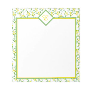 Lemons pattern monogram notepad
