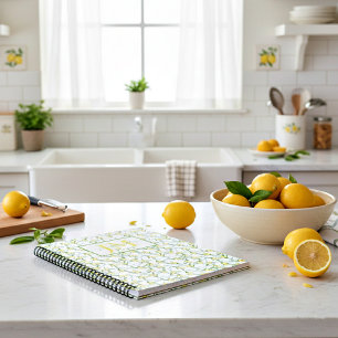 Lemons pattern personalised recipe notebook