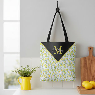 Lemons pattern personalised  tote bag