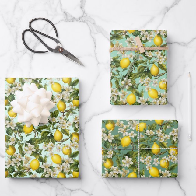 Lemons Pattern Wrapping Paper Sheet (Front)