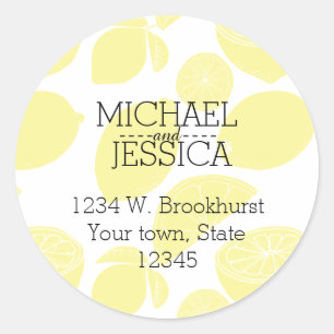 Lemons Personalised  name and address Classic Round Sticker