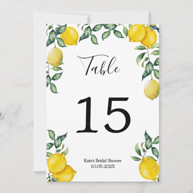 Lemons Personalised Table Number (Front)