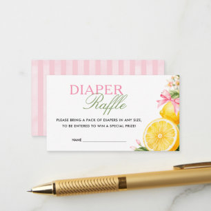 Lemons Pink Coquette Baby Shower Diaper Raffle Enclosure Card