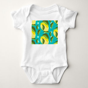 Lemons Polka Dot: Blue Background. Baby Bodysuit