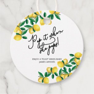 Lemons - Pop it when she pops baby shower Favour Tags