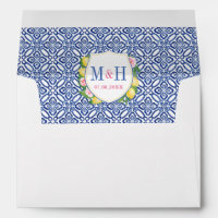 Lemons Positano Blue Tiles Crest Return Address