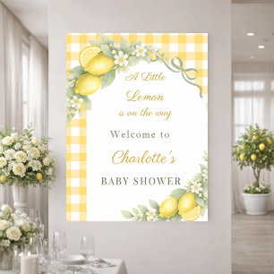 Lemons sage gingham bow garden birthday welcome poster