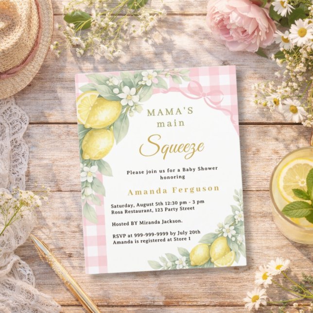 Lemons squeeze bow girl Baby Shower invitation (Creator Uploaded)