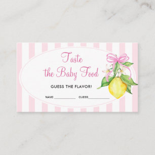 Lemons Taste the Baby Food Game Ticket Enclosure Card