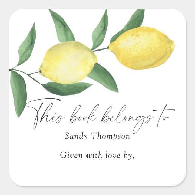 Lemons - This book belongs to Square Sticker (Front)