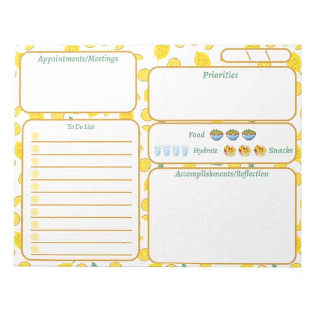 Lemons To-Do List  Notepad (Front)