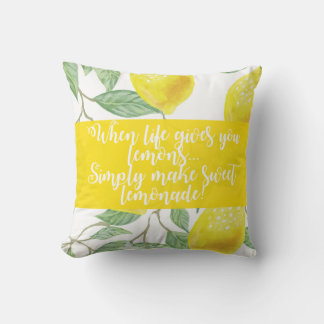 Lemons To Lemonade Yellow Accent Pillow