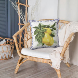 Lemons & Toile Throw Pillow   French Country Charm