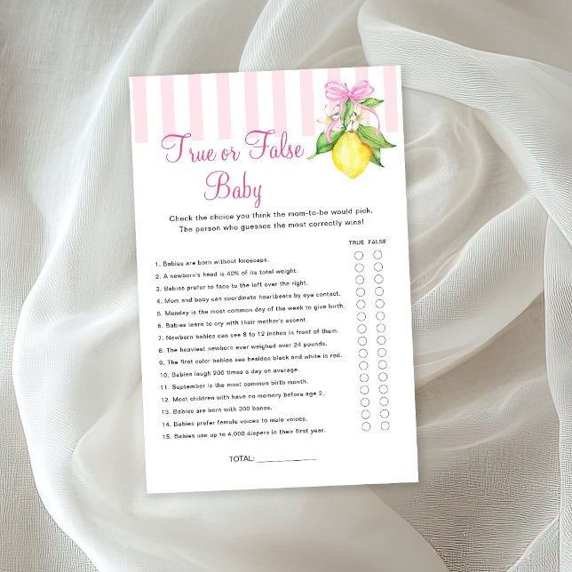 Lemons True or False Baby Shower Game (Creator Uploaded)