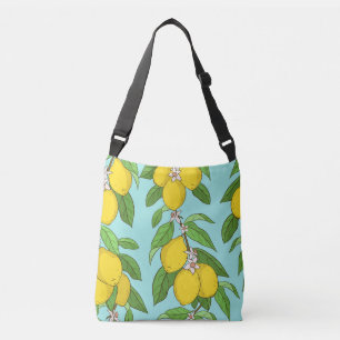Lemons, Vibrant Blue Background Seamless. Crossbody Bag