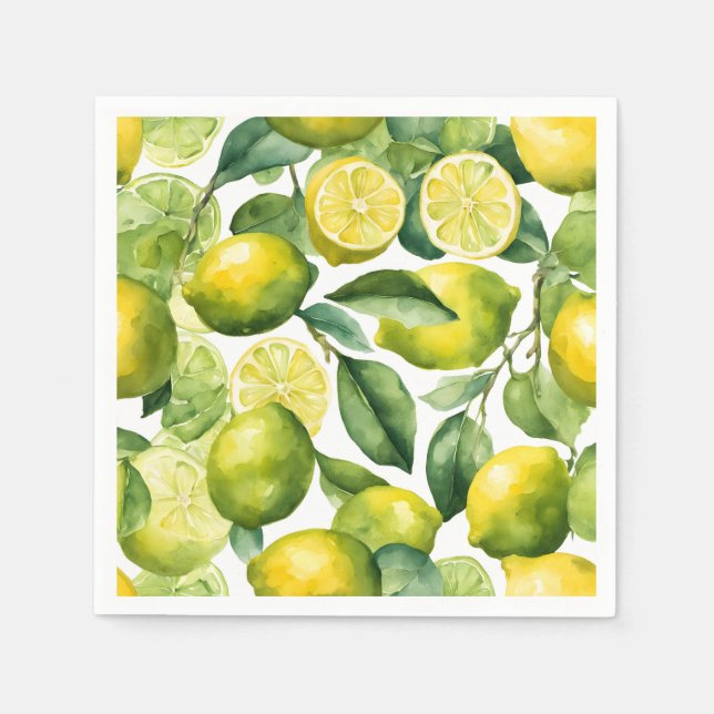 Lemons Watercolor Pattern Design Napkin (Front)