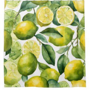 Lemons Watercolor Pattern Design Shower Curtain