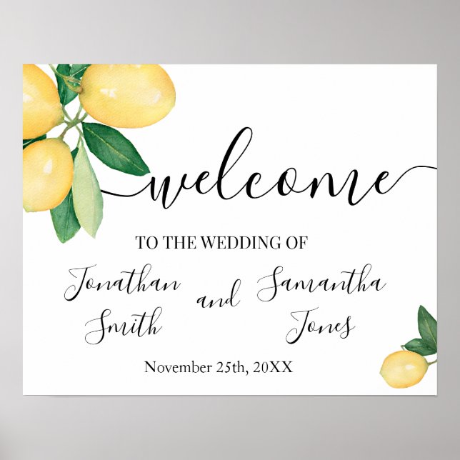 Lemons Wedding Welcome sign shower poster (Front)