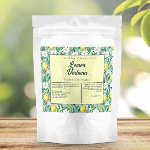 Lemons & White Flowers Waterproof Bath Salts Label