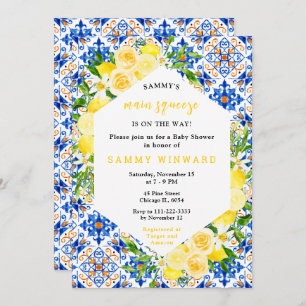 Lemons with Foliage Mediterranean Baby Shower Invitation