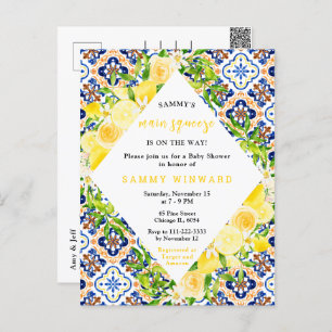 Lemons with Foliage Mediterranean Baby Shower Postcard