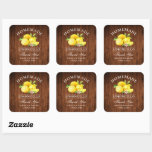 Lemons Wood Wedding Thanks Limoncello Square Sticker<br><div class="desc">Elegant Watercolor Lemons Homemade Limoncello Wedding Thank You Stickers - Rustic Wood</div>