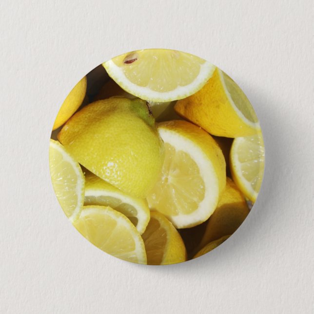 Lemons Yellow 6 Cm Round Badge (Front)