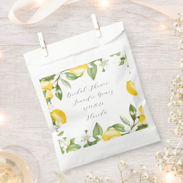 Lemons Yellow Fruit  Watercolor Bridal shower Favour Bags (Clipped)
