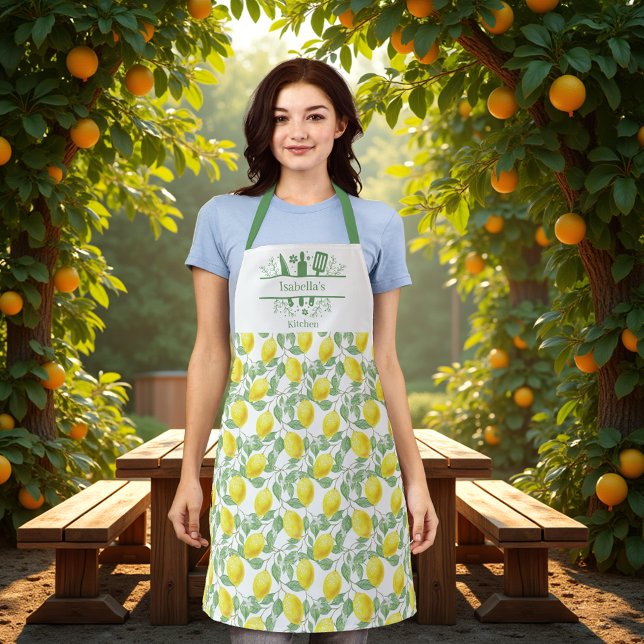 Lemons yellow kitchen utensils apron (Creator Uploaded)