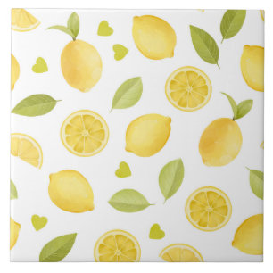 Lemons Yellow Slices Watercolor Design Tile