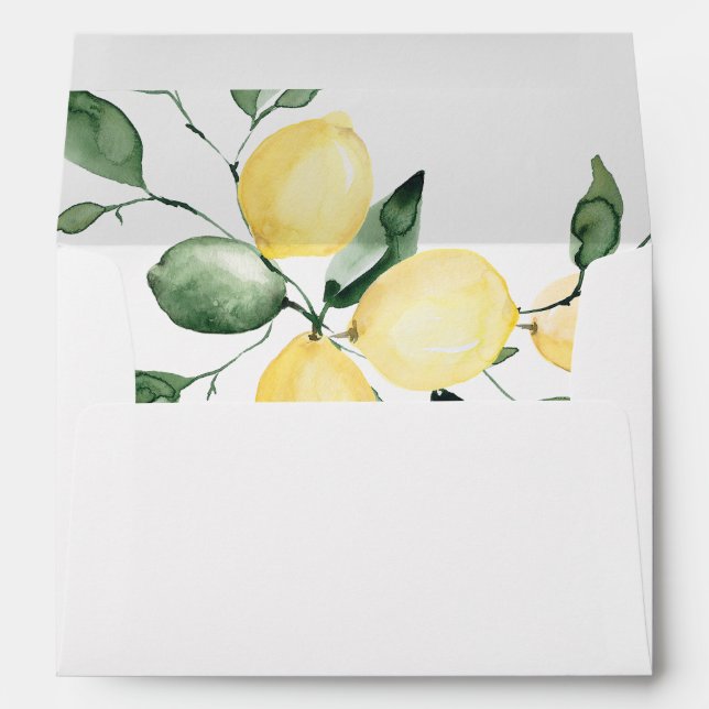 Lemons Yellow Summer Fruit Wedding Invitation Envelope (Back (Bottom))