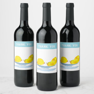 Lemons yellow watercolor art wine label