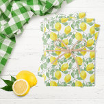 Lemons yellow white green summer pattern  wrapping paper sheet<br><div class="desc">Juicy,  delicious watercolored lemons in yellow,  green and white.  Perfect for your summer birthdays,  bridal showers and weddings.</div>